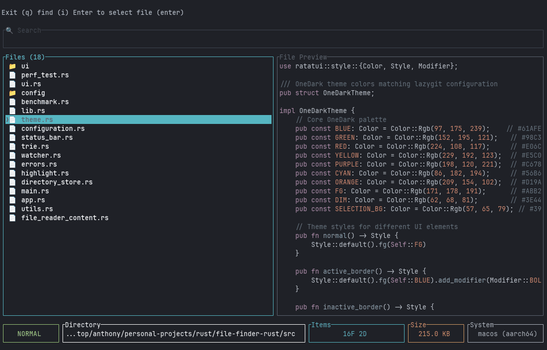 File Finder Rust TUI preview